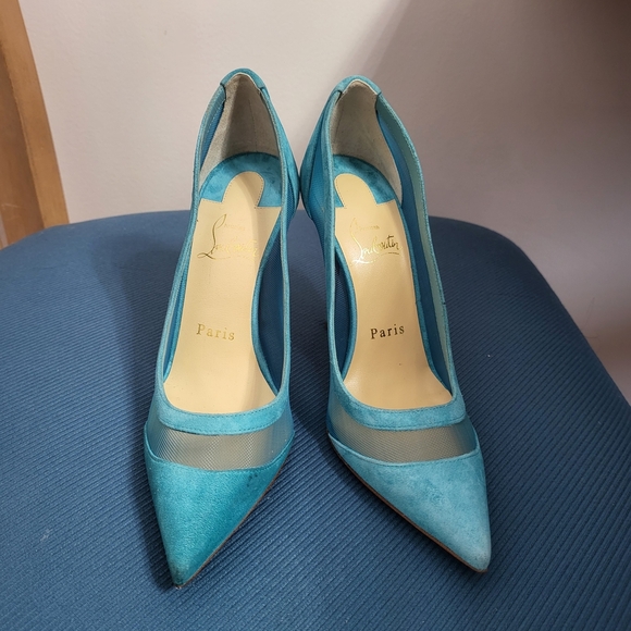 Christian Louboutin Blue and Red Heels - Picture 2 of 9